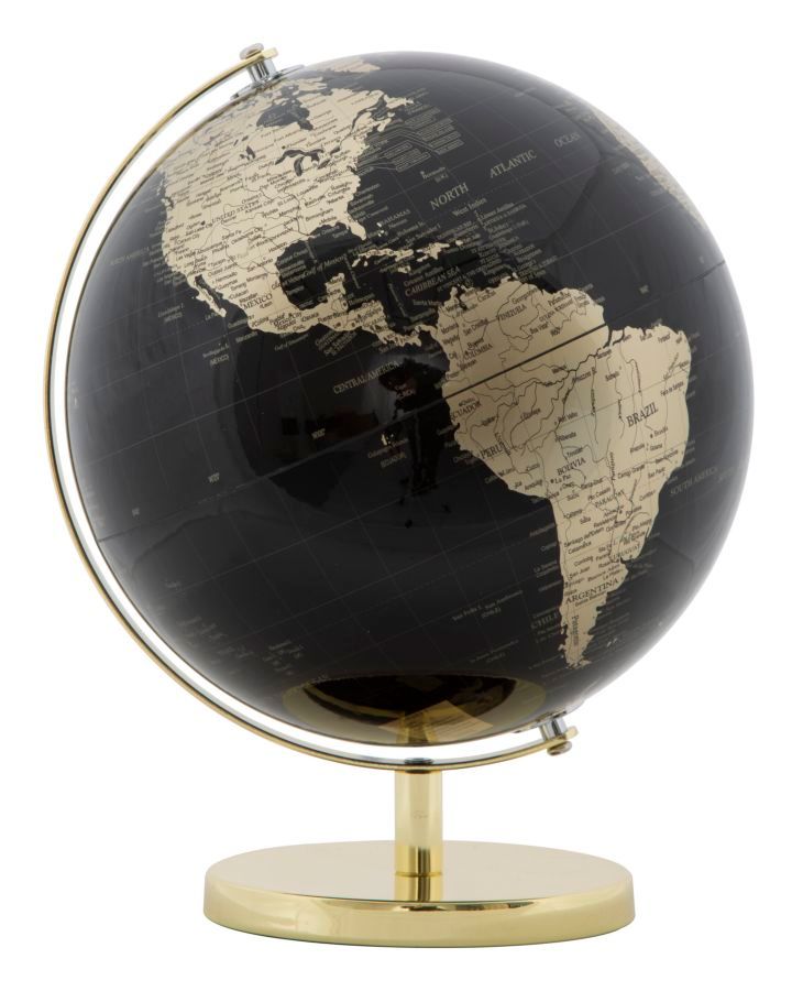 Asztali dekoráció, földgömb 34 cm, fekete arany - GLOBE - Butopêa termék 2. képe